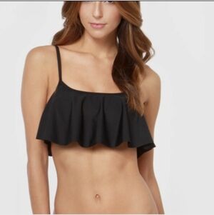 ROXY SURF Black Flounce Ruffle Bikini Top - Size Small